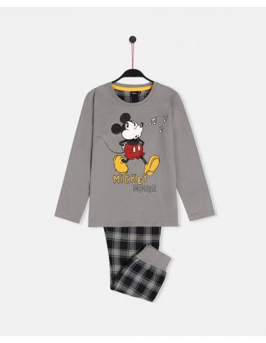 DISNEY Pijama Manga Larga Mickey Grey para Niño