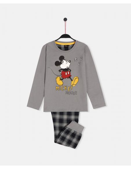 DISNEY Pijama Manga Larga Mickey Grey para Niño