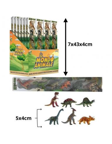 Juego tubo plástico con 6 figuras Dinosaurios