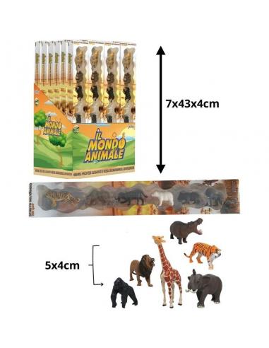Juego tubo plástico con 6 figuras animales salvajes