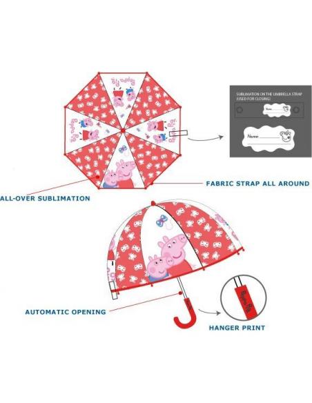 Paraguas automático transparente de Peppa Pig