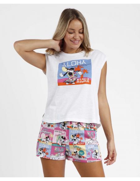 DISNEY Pijama Sin Mangas Aloha Friends para Mujer