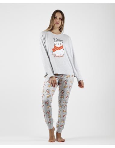 ADMAS Pijama Manga Larga Hello Winter para Mujer