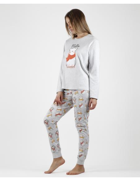 ADMAS Pijama Manga Larga Hello Winter para Mujer