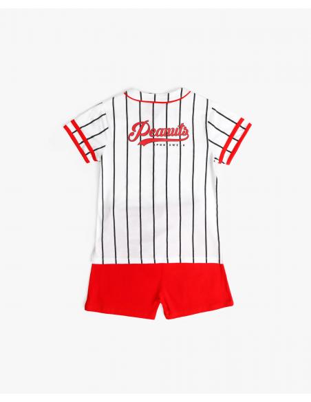 PEANUTS Pijama Abierto Manga Corta Snoopy Strike para Niño