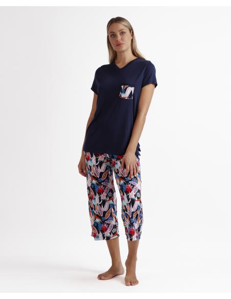 ADMAS GARDEN Pijama Manga Corta Feathers para Mujer