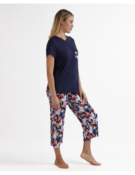 ADMAS GARDEN Pijama Manga Corta Feathers para Mujer