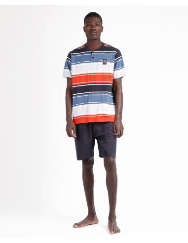ADMAS Pijama Manga Corta Rayas Cycling para Hombre
