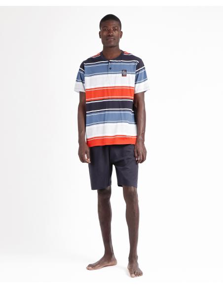 ADMAS Pijama Manga Corta Rayas Cycling para Hombre