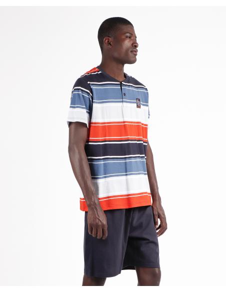 ADMAS Pijama Manga Corta Rayas Cycling para Hombre