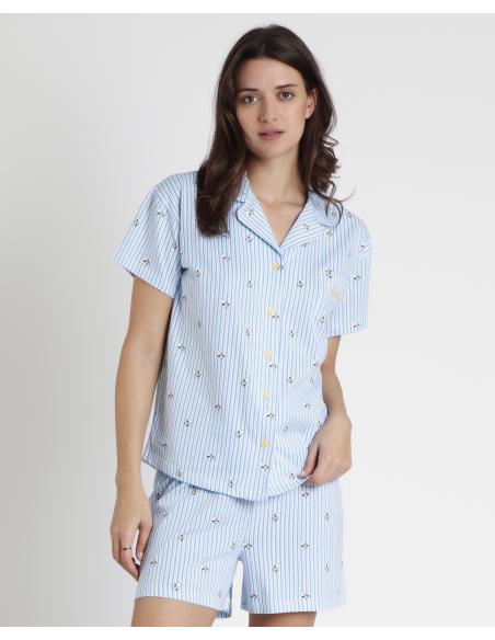 PEANUTS Pijama Abierto Manga Corta Worry Less para Mujer