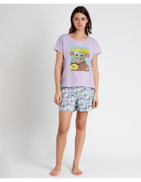 STAR WARS Pijama Manga Corta Pastel Grogu para Mujer