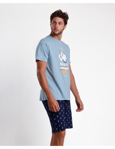 MR WONDERFUL Pijama Manga Corta Baterias para Hombre