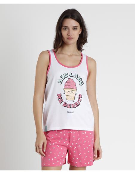 MR WONDERFUL Pijama Sin Mangas Pasada para Mujer