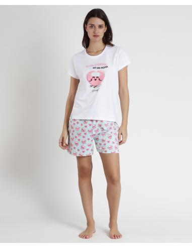 MR WONDERFUL Pijama Manga Corta Pasada para Mujer