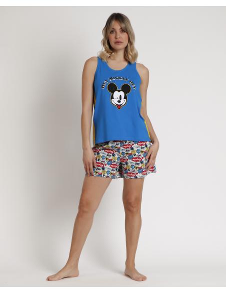 DISNEY Pijama Sin Mangas Hey Mickey para Mujer