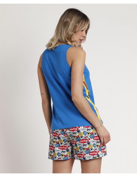 DISNEY Pijama Sin Mangas Hey Mickey para Mujer