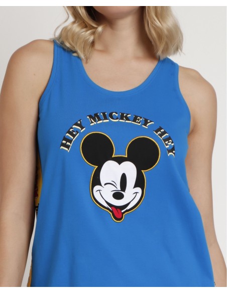 DISNEY Pijama Sin Mangas Hey Mickey para Mujer