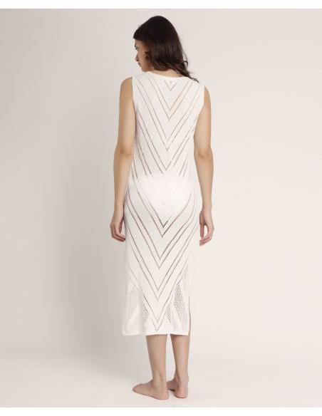 Vestido Sin Mangas Calado Combinado para Mujer