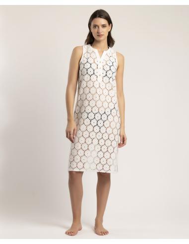 Vestido Sin Mangas Encaje Beach Flowers para Mujer