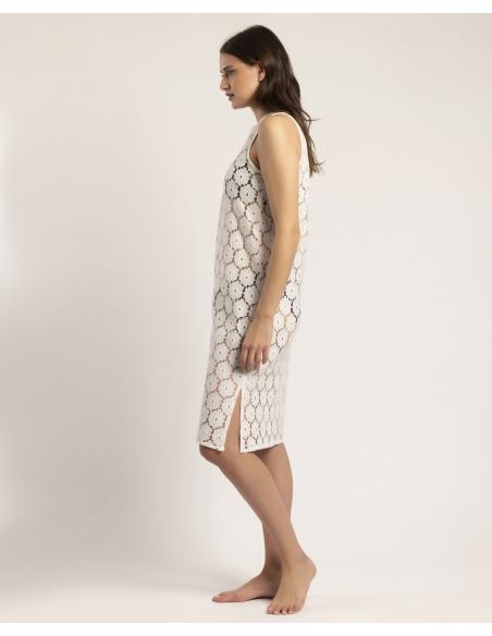 Vestido Sin Mangas Encaje Beach Flowers para Mujer