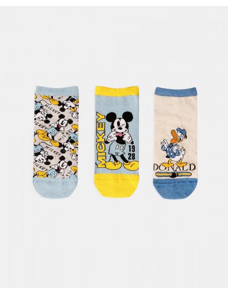 DISNEY Calcetín Tobillero Mickey Donald para Mujer, (Caja de 6 pares)