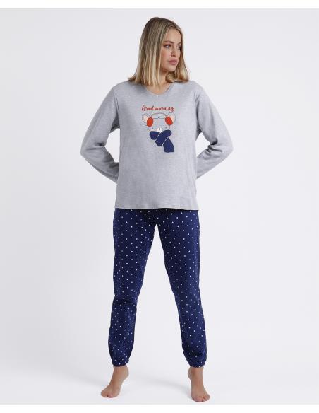 ADMAS Pijama Manga Larga Good Morning Mouse para Mujer