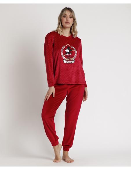 DISNEY Pijama Manga Larga Velvet King Mickey para Mujer