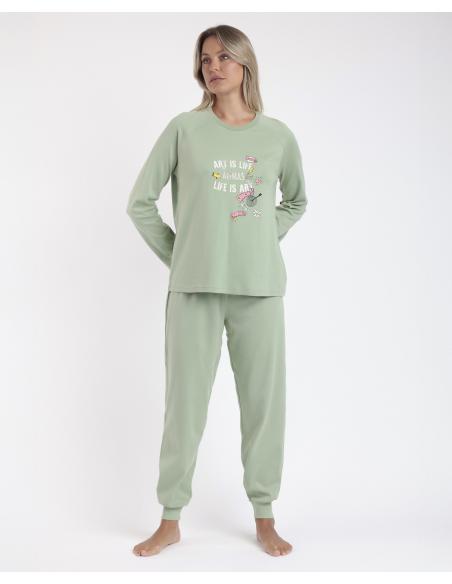 ADMAS Pijama Manga Larga Liso Art Is Life para Mujer