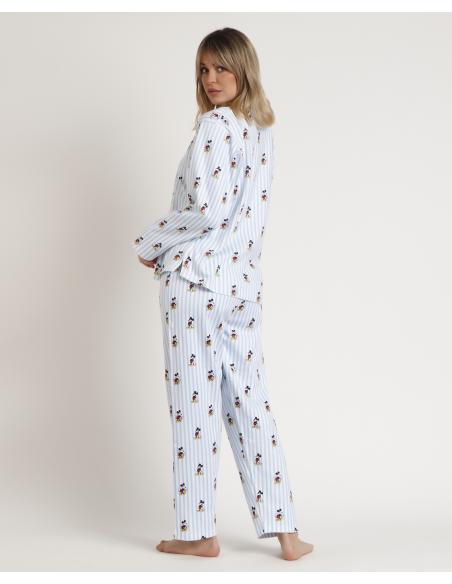 DISNEY Pijama Abierto Manga Larga Mickey New York para Mujer