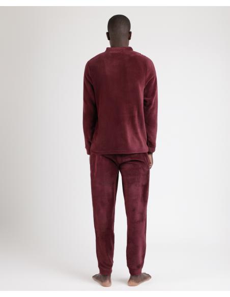 ADMAS MAGNIFIC Pijama Manga Larga Calentito Micropolar Garnet Houndstooth para Hombre