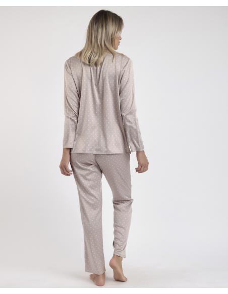 ADMAS CLASSIC Pijama Novia Abierto Manga Larga Dots Lace para Mujer