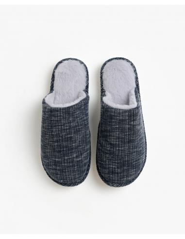 ADMAS Zapatillas De Estar Por Casa Navy Rayas Jaspe para Hombre, (Caja 6 unidades)