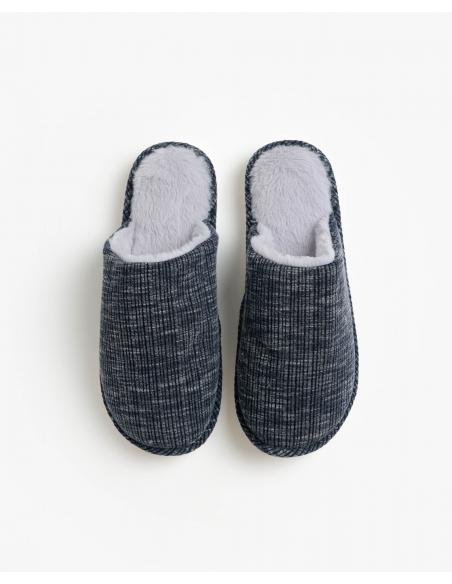 ADMAS Zapatillas De Estar Por Casa Navy Rayas Jaspe para Hombre, (Caja 6 unidades)