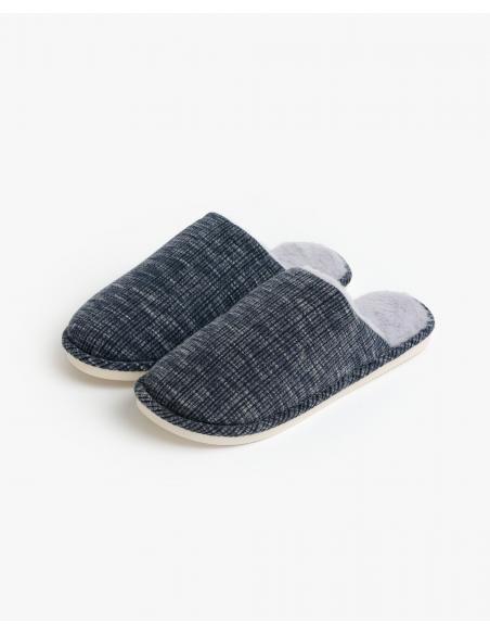 ADMAS Zapatillas De Estar Por Casa Navy Rayas Jaspe para Hombre, (Caja 6 unidades)