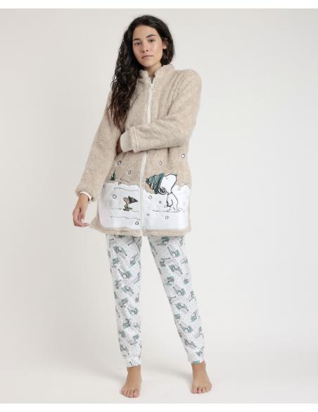 PEANUTS Bata Manga Larga Calentita Let It Snow para Mujer