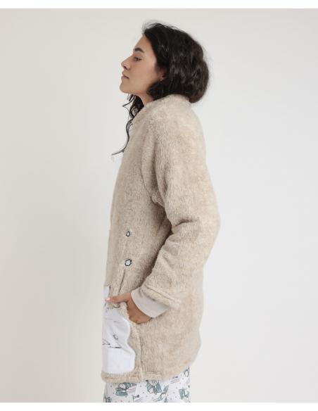 PEANUTS Bata Manga Larga Calentita Let It Snow para Mujer