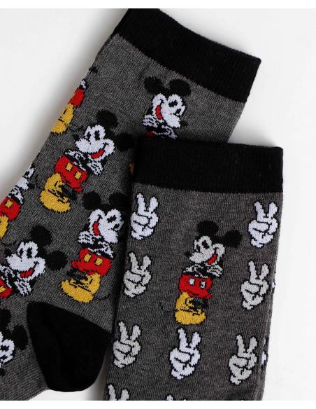 DISNEY Calcetín Mickey Grey para Hombre, (Caja de 6 unidades)