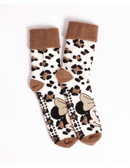 DISNEY Calcetín Antideslizante Minnie Leopard para Mujer