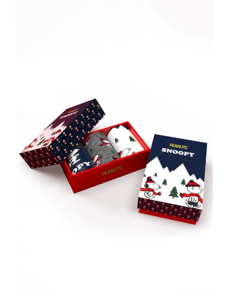 PEANUTS Calcetín Mediano Snoopy Mountains para Hombre, (Caja de 3 unidades)