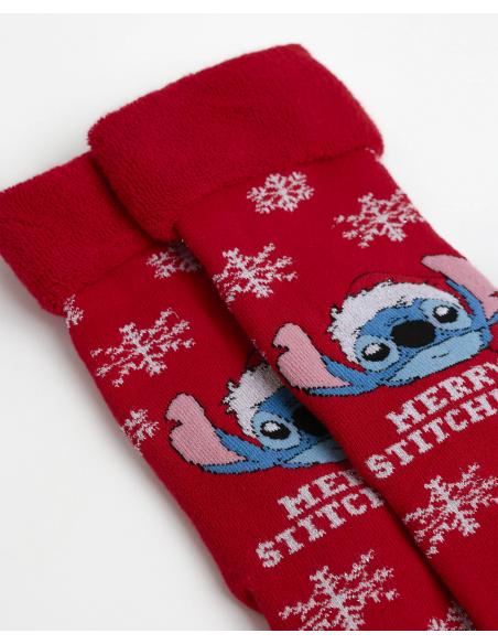 DISNEY Calcetín Antideslizante Stitchmas para Mujer, (Caja de 12 packs)