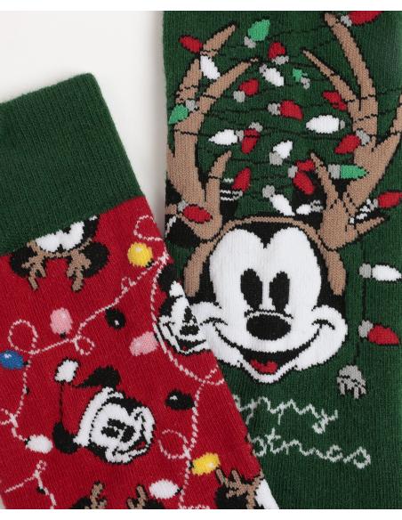 DISNEY Calcetín Xmas Mickey para Hombre, (Pack 2 pares / Caja de 12 packs)