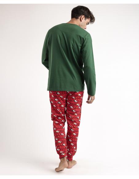 PEANUTS Pijama Manga Larga Ho Ho Ho para Hombre