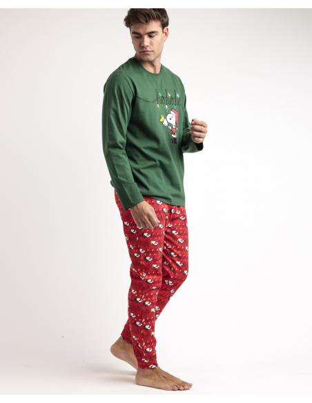 PEANUTS Pijama Manga Larga Ho Ho Ho para Hombre