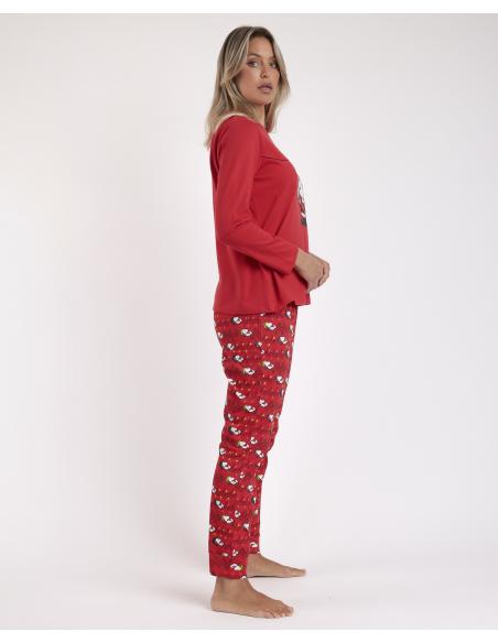 PEANUTS Pijama Manga Larga Ho Ho Ho para Mujer