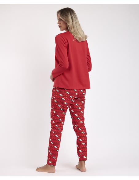 PEANUTS Pijama Manga Larga Ho Ho Ho para Mujer
