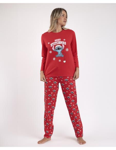 DISNEY Pijama Manga Larga Stitchmas para Mujer