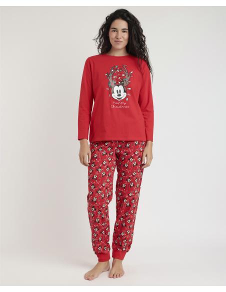 DISNEY Pijama Manga Larga Mickey Xmas para Mujer