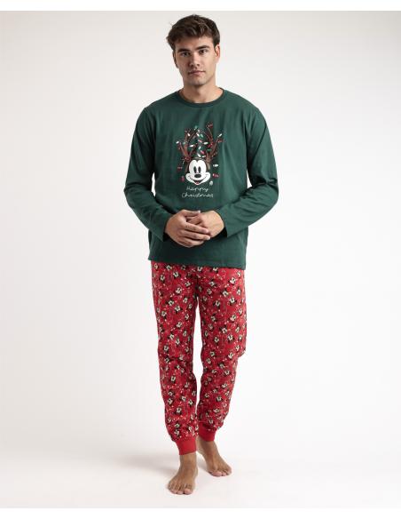 DISNEY Pijama Manga Larga Mickey Xmas para Hombre
