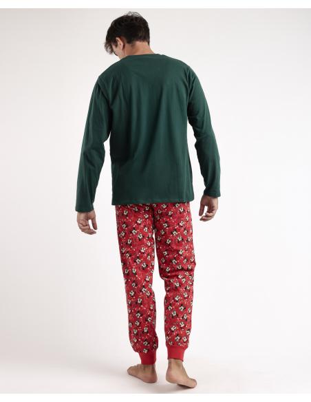 DISNEY Pijama Manga Larga Mickey Xmas para Hombre